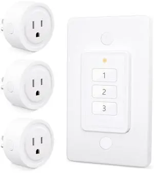 LoraTap 656ft Wireless Wall-Switch: Remote Control Outlet 3 Pack  Lights & Small Appliances  No Wiring 1 Remote for 3 Plugs