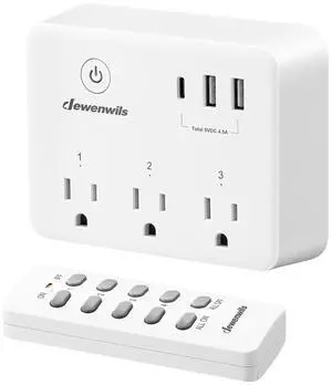 DEWENWILS Wireless Remote Control Outlet, 125V/15A/1875W Remote USB Outlet Switch, 100FT Control Range, Programmable & Expandable Indoor Remote Control Outlet, FCC Listed
