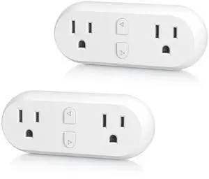 HBN Smart Plug 15A, WiFi Outlet Extender Dual Socket Plugs Works with Alexa, Google Home Assistant, Remote Control with Timer Function, No Hub Required, ETL Certified, 2.4G WiFi Only, 2-Pack