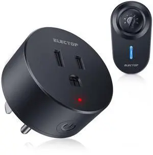 Remote Control Outlet, ELECTOP 15A/1500W Wireless Outlet Power Switch, No Wire Long Range Electrical Switch Plug On/Off for Lights, Fans, Christmas Lights, Household Appliance, 4000V Anti Surge Black