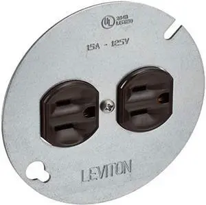 Leviton 15 Amp 125 Volt, Duplex Receptacle, with 4" Metal Cover, Residential Grade, Grounding, 1228, Brown