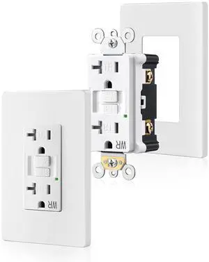 SURAIELEC GFCI Outlet 20 Amp, 2 Pack Self-Test GFI Electrical Outlets, Tamper & Weather-Resistant, GFCI Receptacle with Screwless Wall Plates, GFCI for Bathroom, Kitchen, and Outdoor, UL Listed,White