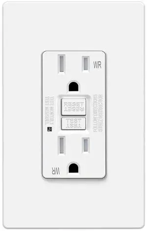 ELECTECK 15 Amp Outdoor GFCI Outlets, Weather Resistant (WR), Self-Test GFI Receptacles with LED Indicator, Ground Fault Circuit Interrupter, Screwless Wallplate Included, ETL Listed, White