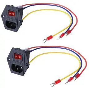 3Dman 15A 250V Rocker Switch On/Off Power Socket Inlet Module Plug 10A Fuse Switch with 18 AWG Wiring 3 Pin - 2pcs