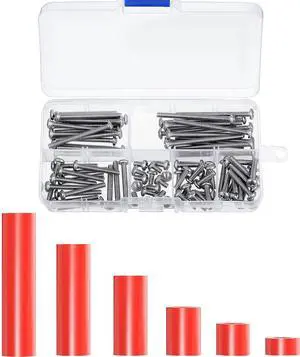 Zonon 150 Pieces Outlet Spacers Electrical Extender Kit 60 Pcs Outlet Screw Spacers and 90 Pcs 6-32 Thread Round Head Screws for Household and Industrial Electricity, 6 Lengths(Red)
