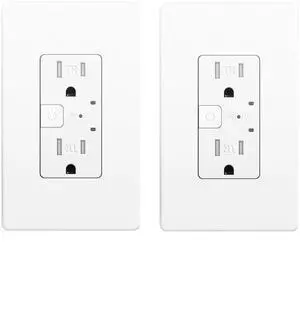 Smart Wall Outlet, Smart Tamper Resistant Outlet Compatible with Alexa and Google Assistant, Remote Control, ETL & FCC Approvel Samrt Receptacle, Requires 2.4 GHz Wi-Fi, No Hub Required, 2Pack