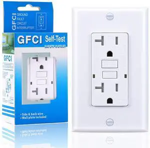 20 Amp GFCI Outlet, Tamper-Resistant GFI Receptacle with LED Indicator, Self-Test Ground Fault Circuit Interrupter, Decorator Wall Plates and Screws Included, UL Listed, White1 Pack