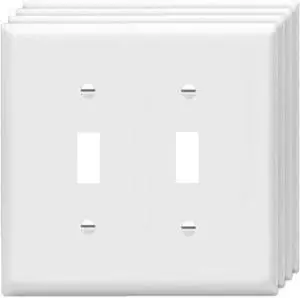 Toggle Light Switch Wall Plates 2-Gang Switch Electrical Cover Plate Unbreakable Thermoplastic Faceplate, White (4 Pack)