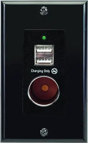 Magnadyne WC-12V-B Wall Mount Black USB Charger with 2 Ports & 12V Power Outlet
