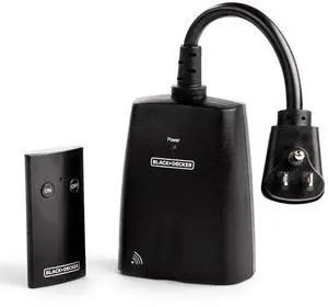 BLACK+DECKER Wireless Outdoor Outlet with Remote, 2 Grounded Outlets - Remote Light Switches