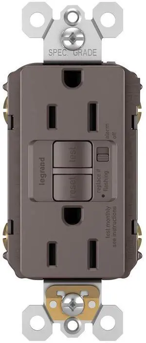 Legrand radiant 1597TRCCD4 15 Amp GFCI Self Test Tamper Resistant Decorator Duplex Outlet, Brown (1 Count)