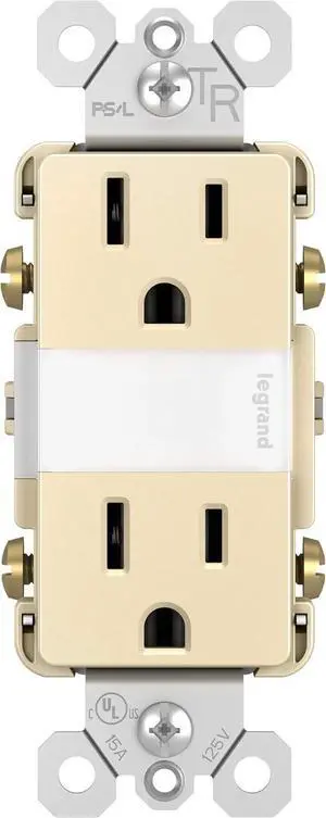 Legrand radiant NTL885TRLACC6 15 Amp Adjustable LED Night Light Outlet, Tamper Resistant Decorator Receptacle, Optional Louver, Light Almond (1 Count)