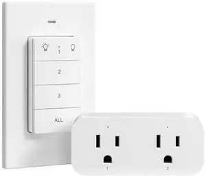 DEWENWILS Remote Control Outlet Wireless Light Switch, 2 Independent Control Sockets Electrical Remote Outlet Switch for Plug in Pendant Light, No Wiring,100 Ft Range, FCC Listed