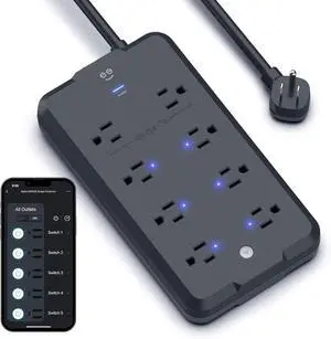Geeni Surge Ultra Smart 6-Outlet Surge Protector  WiFi Smart Power Strip with 3 USB Ports, Voice Control, Energy Monitoring, 900 Joules Protection, Compatible with Alexa & Google Assistant