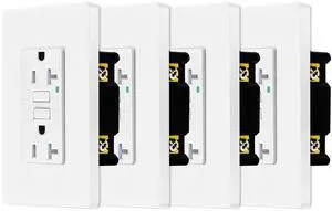 GFCI Outlet 20Amp,Gfi Elecical Outlet 20a,Outdoor GFCI Receptacles TR Tamper Resistant,GFCI 20A GFCI Outlets Weather Resistant WR,SuperInk Decor Wall Plates Included, ETL Listed, White,4 PK