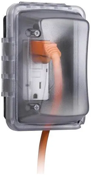 TayMac MM410CA Weatherproof Nonmetallic Standard Depth In-Use Device Cover, 16-in-1 Configurations, Single Gang, Round Box Adapter Plate, Horizontal/Vertical, Clear