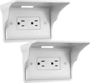 Horizontal Wall Outlet Shelf. Home Wall Shelf Organizer for Outlets. Perfect for Bathroom, Kitchen, Bedrooms with Cord Management and Easy Installation. White 2-Pack