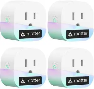 meross Matter Smart Plug Mini, FFS Easy Setup, 100% Privacy Smart Outlet, Compact Size, Support Apple Home, Alexa, Google Home with Schedule and Timer, App and Voice Control, 2.4G Wi-Fi Only (4 Pack)