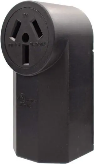 AIDA 50 Amp 125/250 Volt 10-50R 3-Pole, 3-Wire Surface Mount Power Dryer Receptacle Outlet, Back Wire, AL/CU, UL Listed, 030706