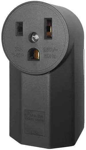 Nema 6-50 Receptacle Industrial Grade 50 Amp Outlet Surface Mount Receptacle for EV, Plasma Cutter and Welder Outlet, 2-Pole 3-Wire, Black (Nema 6-50r)