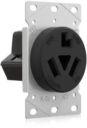 ELEGRP 30 Amps 3 Prong Dryer Outlet, 125/250V Flush Mounting Power Outlet, NEMA 10-30R Receptacle, Straight Blade Dryer Outlet, Non-Grounding, 3 Pole 3 Wire, UL Listed, 1 Pack