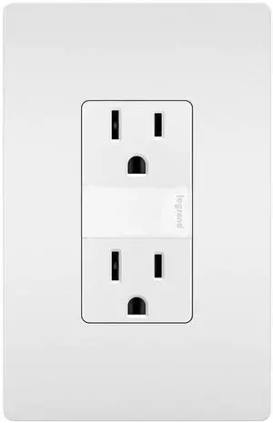 Legrand Radiant NTL885TRWPW 15 Amp Adjustable LED Night Light Outlet and Screwless Wall Plate, Tamper Resistant Decorator Receptacle, Optional Louver, White (1 Count)