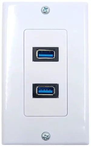 4.2A USB 3.0 Receptacle Outlets Wall Plates Panel, Haokiang 2 High Speed USB 3.0 Charging Dual Female Port Wall Plates Included, Size 115 MM x 70 MM