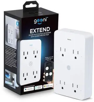 Geeni Smart Wi-Fi 4 Outlet Plug with Surge Protection - Compatible with Alexa & Google Home, White: 1-Pack