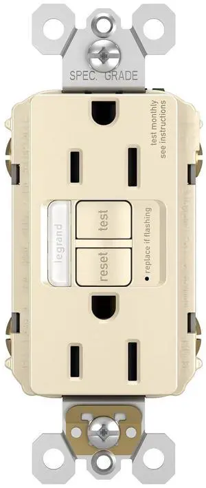 Legrand radiant 1597NTLTRLACCD4 15 Amp Night Light GFCI Self Test Tamper-Resistant Decorator Duplex Outlet with Cool Touch LED, Light Almond (1 Count)