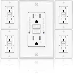 GFCI Outlet, Tamper-Resistant Outlets, UL Listed Self Test GFI Receptacle with 2 LED Indicator, 15 Amp, White (5 Pack)
