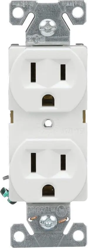 Eaton BR15W-SP-L 15-Amp, 125-Volt Commercial Grade Back and Side Wire Duplex Receptacle, White