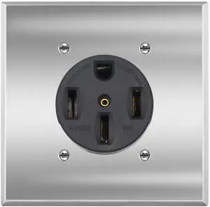 NEMA 14-50R Power Outlet 50 Amp 250V, Heavy-Duty 50A Receptacle, for Welders, Plasma Cutters, Electric Ranges, Dryers, and More UL Listed micmi (NEMA 14-50R w/Square wallplate)