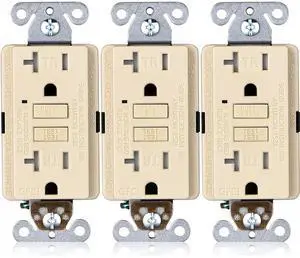 Faith [3-Pack] 20A GFCI Outlets, ETL Listed, Tamper-Resistant GFI Duplex Receptacles with LED Indicator, Self-Test Ground Fault Circuit Interrupter, Ivory, 3 Piece