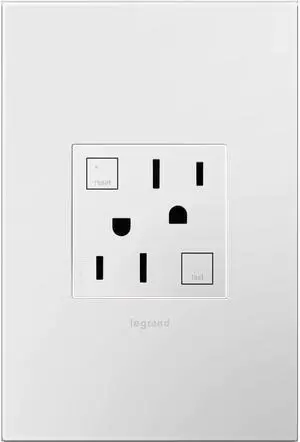 Legrand adorne Tamper-Resistant Self-Test Electrical GFCI Outlet, 15A, White Finish with Matching Wall Plate, AGFTR2152W4WP