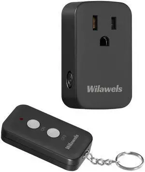 Remote Control Outlet Plug Wireless On Off Power Switch, Black Remote Light Switch Wireless for Lamp, Light, Fan, Programmable, Compact and Portable, 100ft RF Range, FCC Certified, Battery Included