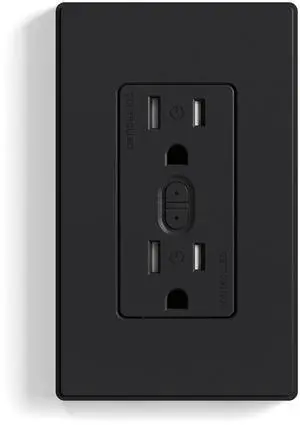 ELEGRP Smart Plug, Smart in-Wall Outlet Compatible with Alexa and Google Assistant, 2.4GHz Wi-Fi Smart Receptacle with Energy Monitoring, No Hub Required, UL Listed, Black, 1 Pack