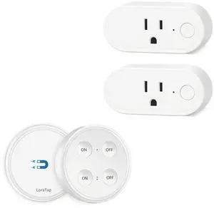 LoraTap Remote Control Outlet Switch - Dual Control Convenience, 100ft Range Wireless Switch for Lights and Appliances, No Wiring, 15A/1800W, White1 Remote +2 Outlets