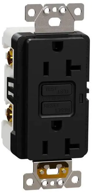 Square D by Schneider Electric Square D X Series 125-Volt Tamper Resistant GFCI Duplex Decorator Receptacle Back Wire Clamps, 20 Amps, Matte Black (SQR51201BK)