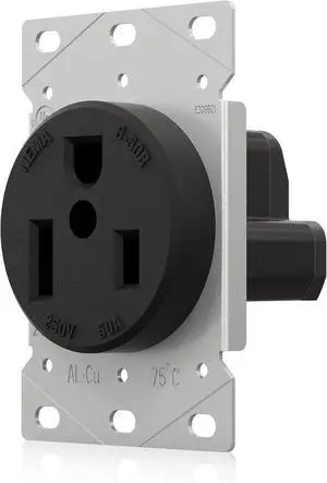 NEMA 6-50R Receptacle 50A 250V Female Outlet 50 Amp 250 Volts Heavy Duty Industrial Grade Grounded Flush Mount Range Power Outlet for Welder, Plasma Cutter, EV Charger, UL Listed