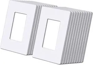 (20 Pack) BESTTEN USWP6 Matte Snow White Series, 1-Gang Screwless Wall Plate, Decorator Outlet Cover, Decor Switch Plate, H4.69 x W2.91, for Dimmer, USB, GFCI, Receptacle, UL Listed