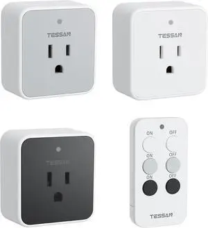 Remote Control Outlet, TESSAN 3 Pack Wireless Remote Light Switch, On Off Switch Plug for Lights, Lamps, Fans, Household Appliances, 100ft RF Range, 15A/1875W(3 Outlet)