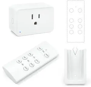 G-ELEK Indoor Remote Control Electrical Outlet Plug, Wireless Remote Light Switch, 100ft Long Range, Programmable, Wall Mounted, No Wiring, for Lamp, Fan, Christmas Lights, 1875W/15A, FCC Listed