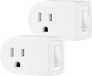 UltraPro Grounded Power Switch, 2 Pack, Outlet Extender, 3 Prong, Easy to Install, for Indoor Lights and Small Appliances, Energy Efficient Adapter, Space Saving Design, UL Listed, White, 39713