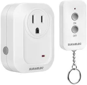 SURAIELEC Remote Control Outlet, 100FT Long Range Wireless Light Switch, No Interference, Indoor Plug for Lamps, Fans, Christmas Trees, Small Appliances