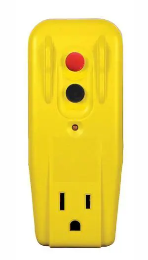 Tower Manufacturing 30439005 Auto-Reset 15 AMP Grounded 3-Prong GFCI Single Outlet Adapter, Yellow