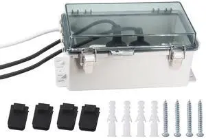 Electrical Box Outdoor Waterproof Box IP55 Junction Box Extension Cord Cover Outlet Covers,Connection Box Protect Power Strip, Timer Outlet, Clear 8.9 x 4.9 x 4.3 Inch