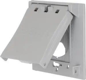 2-Gang Flip Weatherproof Cover, Vertical/Horizontal, 1-Device, 3-in-1, 2.25 in. diameter, Gray