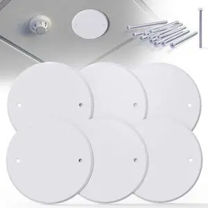 3 Pcs Smoke Detecte Cover Plate, 5 Inch Metal Round Blank Ceiling Cover Plate, Junction Box Covers For Outlet And Wall Light Hole, Electrical Box Covers With Hole Spacing 3.5 Inch