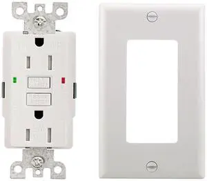 GFCI Outlet Receptacle,1pack,Ground Fault Electric Plugs,125V 15Amp,Weather-Resistant and Tamper-Resistant,GFI UL&CUL Listed White