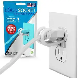 Lock Socket 3 Prong Outlet Lock (White) - Anti Theft Lock to Secure Three Pronged Plugs to The Outlet - an Innovative Way to Prevent Cords Unplugging, Child-Safe, with Security Screw - Made in USA